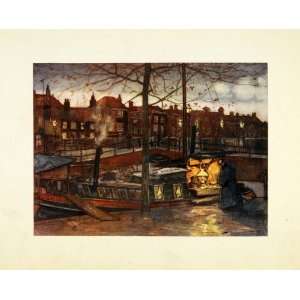   Cake Delivery Boat Canal Barge   Original Color Print