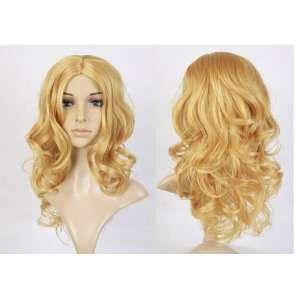  Cosplayland   60cm Wave Curly blond Middle   parted Wig 