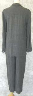 SAKS   REAL CLOTHES Gray Wool Blend Crinkle Pant Suit P Business 