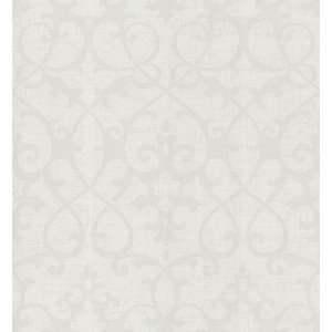 Brewster 429 6786 Ink Black White Neutral Bacall Iron Damask Wallpaper 