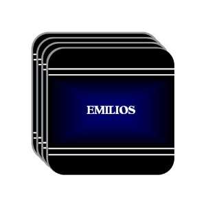 Personal Name Gift   EMILIOS Set of 4 Mini Mousepad Coasters (black 