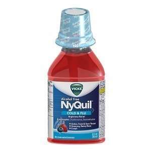 Vicks Nyquil Alcohol Free Cold & Flu Nighttime Relief Liquid, Soothing 
