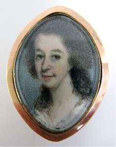 Ant. Late 1700s/Early 1800s Gold Mounted Fine Painted Portrait 