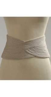 EMANUEL UNGARO Woven Silk Wide Gray Belt $1781 8 NEW  