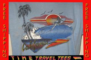   70s CALIFORNIA SURF T Shirt MEDIUM beach skate neon tourist thin 80s