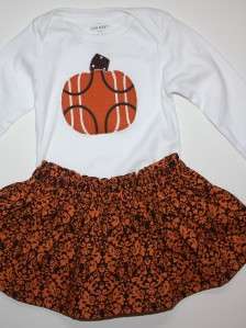   Skirt & Shirt Set Brown & Orange Pumpkin Fall/Halloween 12 18 Months