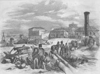 UKRAINE Crimean War The Dockyard at Kerch, print, 1855  