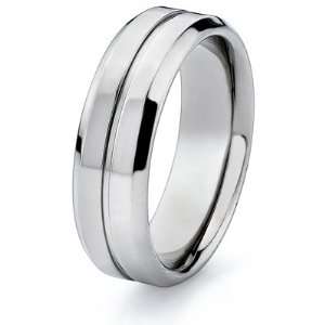  Titanium 7mm Flat Band with Beveled Edges Center Groove 