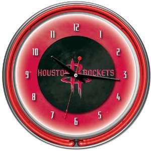  Houston Rockets NBA Chrome Double Ring Neon Clock 