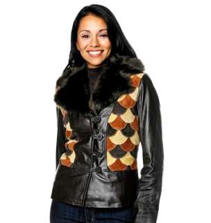 Terry Lewis Leather & Suede Jacket Faux Fur Trim $189  