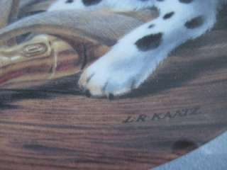 Knowles Dalmations Plate by Lynn Kaatz w/ Wooden Frame  