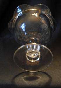 Vintage Clear Glass Pedestal Vase Bowl Footed Compote Ruffled Tulip 