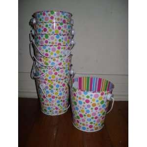  Colorful Polka Dot Tin Pails (Set of 8) Health & Personal 
