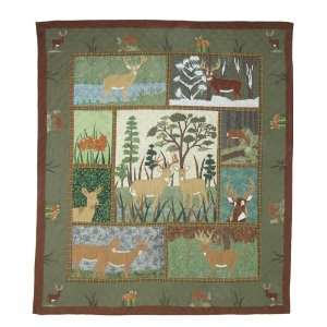   Magic Whitetails Grove Queen Quilt, 85 Inch by 95 Inch
