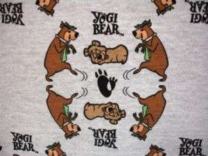 Yogi Bear & Boo Boo White Jersey Knit Cotton Fabric BTY  