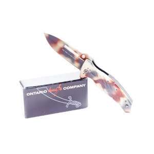  Ontario XM 1D 8760 Folding Knife Plain Edge Camo Handle 