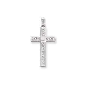  24in Rhodium Plated Cross Necklace Jewelry