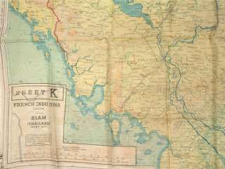 WWII Silk Escape Map Indochina/Siam  
