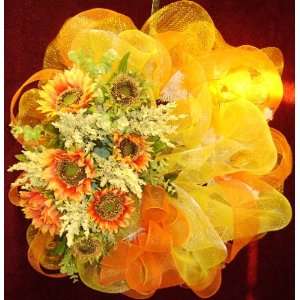  Spring Wreath for Front Door Yellow and Orange 24 Inch W 