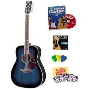  Yamaha FG720S Ocean Blue Burst Folk Acoustic Guitar Bundle 
