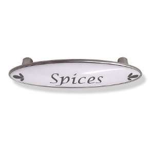 Spices Pull Slate Gray Lettering   Ceramic & Satin Nickel   3 LQ 