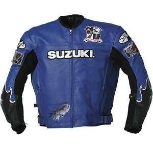  Joe Rocket Suzuki Vertical Leather Jacket   5X Large/Blue 