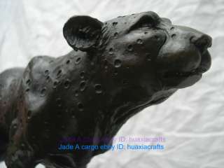 100% Bronze statue sculpture Ferocious cheetah attack Artwork  