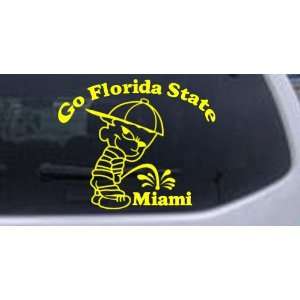 Yellow 18in X 15.0in    Go Florida State Pee On Miami Car Window Wall 