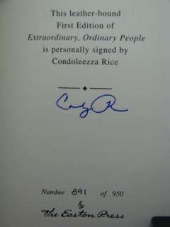 1st, signed, Extraordinary Ordinary People by Condoleezza Rice, Easton 