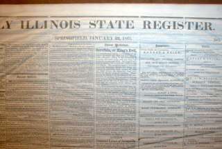 1861 Springfield IL newspaper GEORGIA SECEDES from UNION Lincoln home 
