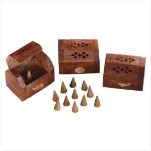 Wood Boxes with Incense Cones   Style 34003