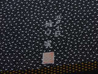 20546# Japanese KIMONO SILK / HIGH CLASS KIMONO BLACK / EDO KOMON 