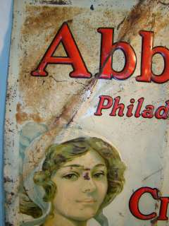 Antique ABBOTTS Philadelphia ICE CREAM Parlor TIN Advertising COUNTRY 