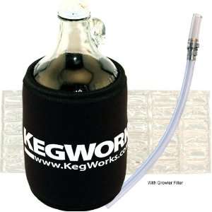  KegWorks Glass Beer Growler Kit With Growler Jug Filler 