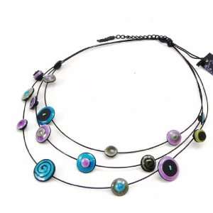    Necklace french touch Bouton purple turquoise. Jewelry