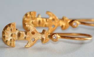 HANDMADE 18K YELLOW GOLD TWIN Goddess Earrings Diamond  