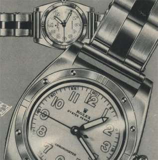 Original BW vintage 1950 Rolex Oyster Perpetual watch ad, Linen backed 