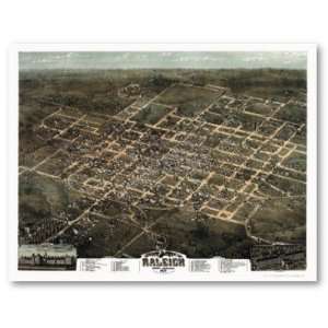  Raleigh, NC Panoramic Map   1872 Print