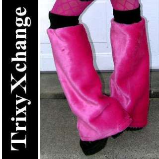 LEG WARMERS BOOT COVERS FURRY Hot Pink Cyber Steampunk  