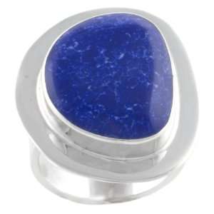  Sterling Silver Irregular Shaped Sodalite Inlay Ring, Size 