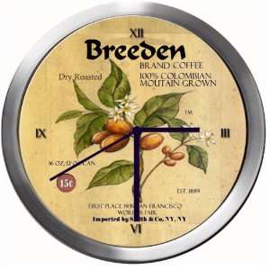  BREEDEN 14 Inch Coffee Metal Clock Quartz Movement 