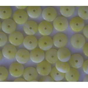  Yellow White Opaque Swirl Czech Glass Rondelle Wafer Disc 