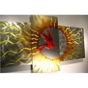 Metal Wall Art, Abstract Sun Metal Bird Sculpture, Designed by Wilmos 