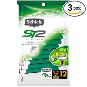  Schick ST2 Disposable Razor, Sensitive for Men, 12 Count 