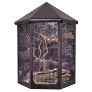   Corner Wall Mounted Bird Cage, Copper Vein w/Wire Front