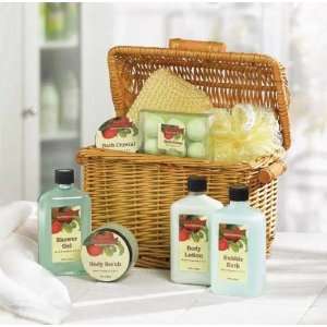  Apple Bath Set In Willow Baskt Beauty