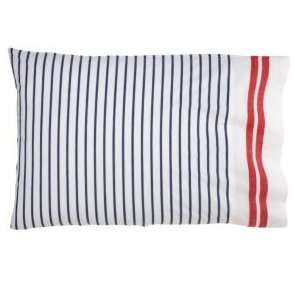 Kids Bedding White with Red Trim Quilted Sham, Bl Nautical Stripe 