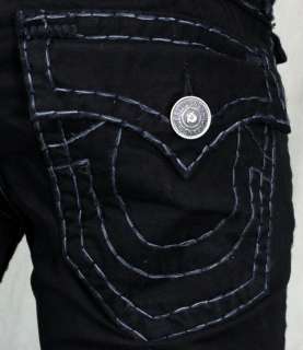 True Religion Jeans Mens Ricky Super T SUPERFLY black w/ multi stitch 