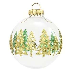  Green And Gold Trees Glass Ornament