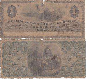 CUBA BANKNOTE 1 PESO PICK 27e 1883 GOOD  